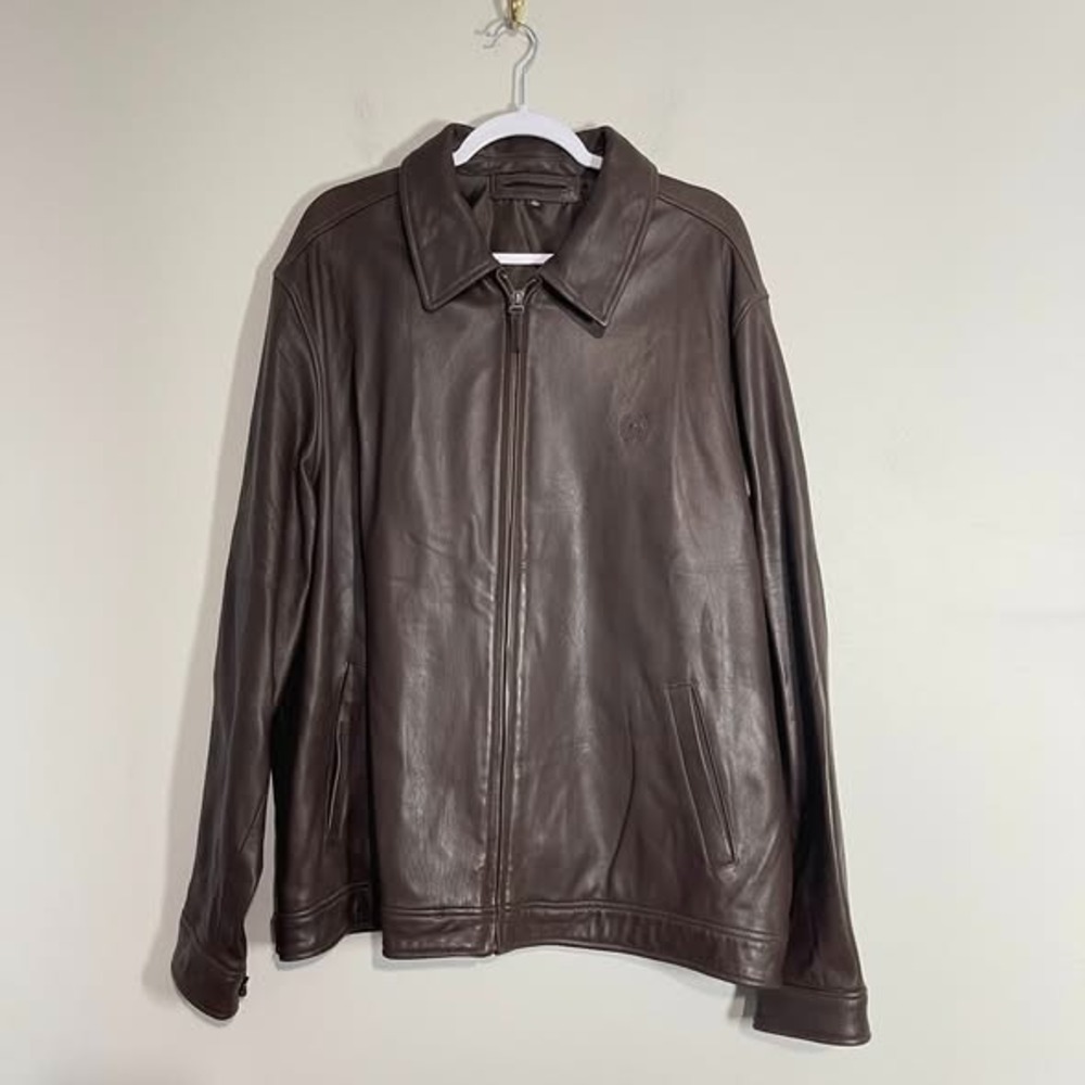 Cinch Jacket Mens Dark Brown Leather Full Zip Embroidered Logo‎ Western Moto XL